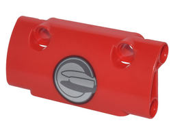 Technic, Panel Curved 7 x 3 with 2 Pin Holes through Panel Surface with Silver and Black Circle Tank Cap Pattern, Red (24119pb020 / 6346658)