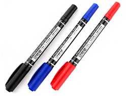 Маркер двухсторонний 2В1 - Permanent Market Deli (Black, blue, red)