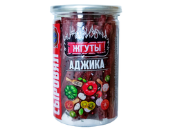 Жгуты "Аджика" колбаски с/к из мяса птицы 150г (банка)