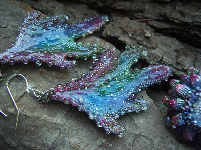 Комплект украшений из серёжек-крылышек и цветочка-кольца "Галлициниум, фея Рассветного Сада"