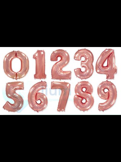 Фольгированная цифра 100 см, серебро, золото, синяя, фуксия, бирюзовая, розовое золото, красная, радужная, кремовая, розовая