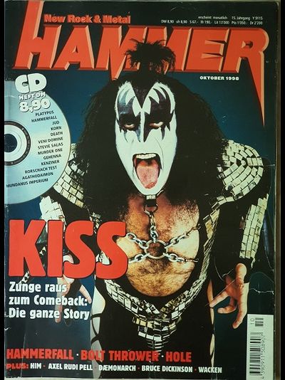 Metal Hammer Deutsch Magazine October 1998 Kiss, Hammerfall, Bolt, Иностранные журналы, Intpressshop
