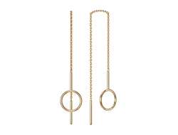 Серьги-продевки с подвеской Кольцо и золочением НС 22-347Ю-4