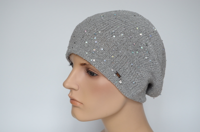 Серый берет весна - осень с пайетками Vizio Италия 7063