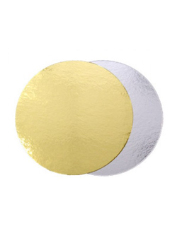 Подложка для торта  круглая 240 мм (золото/серебро), 0,8 мм