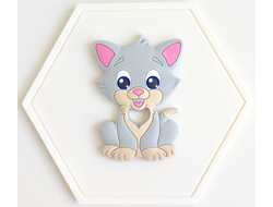 Грызунок из пищевого силикона Котик серый