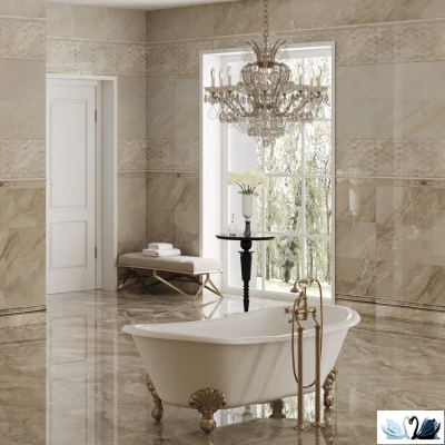 xКерамогранит Eurotile Eclipse Beige 623 60x120 см Glossy бежевый мрамор