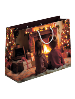 Пакет подарочный "Тепло камина", 30х40х12