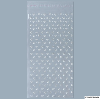 Пакет БОПП с клеевым клапаном «Сердечки»,  20.5 х 40 + 4 см 10 шт