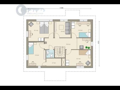 ДЖ-22 ЖИЛОЙ ДОМ: ГАБАРИТНЫЕ РАЗМЕРЫ: (11,2 Х 8М) 2 ЭТАЖА, ОБЩАЯ ПЛОЩАДЬ: 185М²