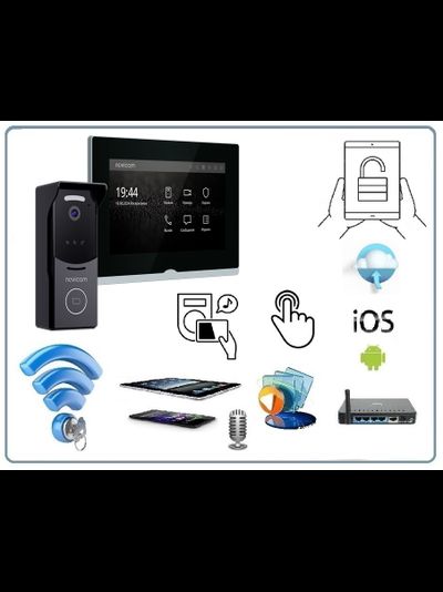 IMPULSE 7 IP WIFI KIT BLACK - комплект из 7" HD сенсорного WIFI монитора и вызывной панели с считывателем RFID-ключей Mifare, встроенный регистратор (фото) (Tuya/Smart Life)