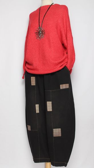 Джинсы "Квадраты строчки" черные р.48-54