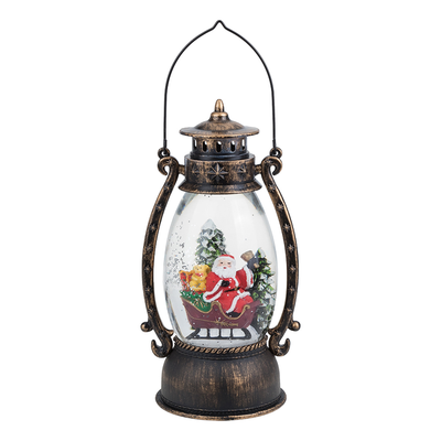 Новогодний музыкальный фонарик "Дед Мороз" со снегом и USB кабелем, 25х10х10см (6 видов)