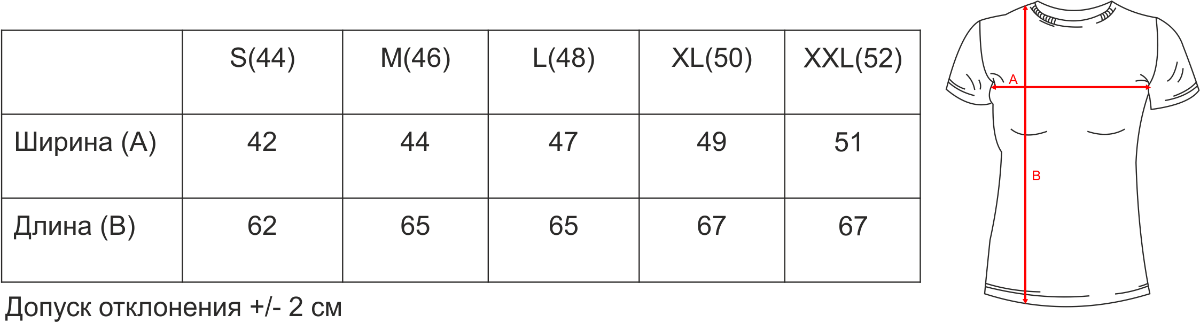 Размерная сетка футболок женских стандарт фото