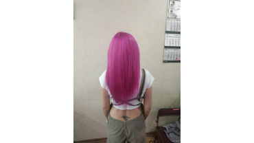 Наращивание и цветное окрашивание волос в ярко лиловый цвет фото и работа мастерской Ксении Грининой Краснодар 4