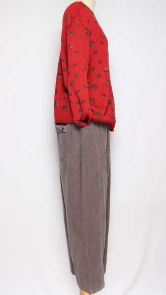 ДЖЕМПЕР ХЛОПОК "СТОЙКА МЕЛКИЕ ЛИСТИКИ" вино, мокко, шоколад до р.54