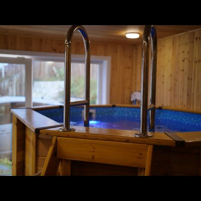 Деревянный бассейн (купель) овальный 2,8 х 2,0 м глубина 120 см