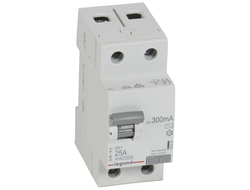 Legrand 402032 RX3, Выключатель дифференциального тока (УЗО), 2Р, 25А, ток утечки 300mА, тип AC