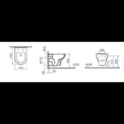 Комплект подвесного безободкового унитаза с толстой крышкой дюропласт с микролифтом VitrA Zentrum, (c инсталляцией и панелью управления глянцевый хром), 9012B003-7206