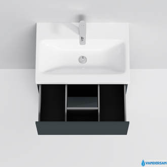 Тумба с раковиной AM.PM Gem 60, напольная, 2 ящика, цвет графит матовый