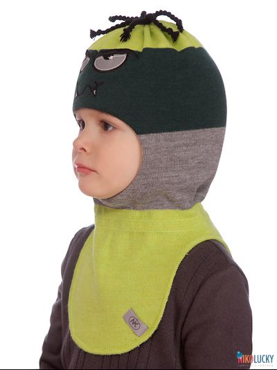 Шапка-шлем  19101-06 темно-зеленый,серый,салатовый, р. 50-52