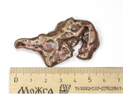 Медь полированная с одной стороны, коллекционный образец, США (60*32*10 мм, вес: 49 г) №25683