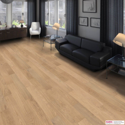 Инженерная доска Haro Prestige Дуб Светлый Белый 540152 фронт в интерьере гостиной