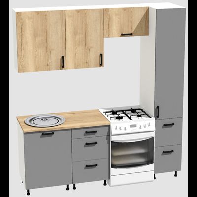 Кухня Эконом 1,5 метра с колонкой (1100х400) Цвет: Дуб Вотан/Базальт