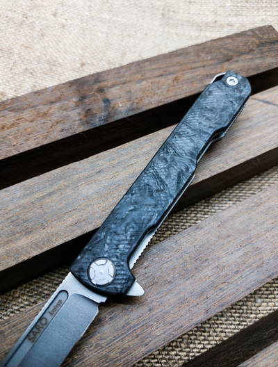 Складной нож Single EVO. Клинок ДОЛ, СТАЛЬ ELMAX, хаотичный карбон