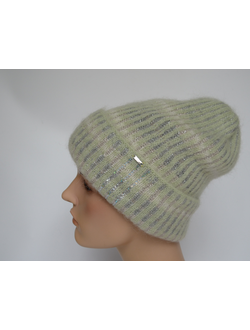 Мятная женская шапка с отворотом и стразами Vizio Италия 8007 SRY фото