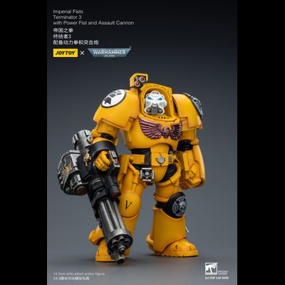 Терминатор Имперских Кулаков (Warhammer 40K) - КОЛЛЕКЦИОННАЯ ФИГУРКА 1/18 Imperial Fists Terminator with Power Fist and Assault Cannon (JT03172) - JOYTOY