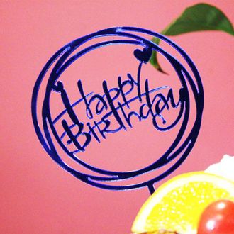 Топпер «HAPPY BIRTHDAY», круг, синий