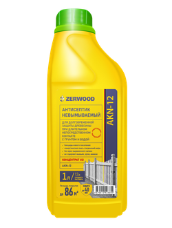Zerwood AKN-12 АНТИСЕПТИК НЕВЫМЫВАЕМЫЙ для тяжелых условий эксплуатации 1л, КОНЦЕНТРАТ 1:12