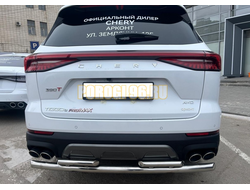 Защита заднего бампера двойная Папа Тюнинг d60/42 для Chery Tiggo 8 Pro Max 2022-