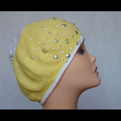 Летний берет Италия Vizio 4806 желтый с белым