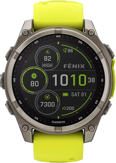 Часы Garmin Fenix 8 —47mm Solar Sapphire Titanium Amp Yellow / Graphite