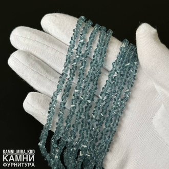 Стекло кристалы фри-форм огранка 2,4-2,8х4-4,2 мм, цвет в ассортименте, цена за нить