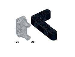 !АНАЛОГ! AN_LFTRM1 Комплект 2477 Liftarm, Modified Perpendicular Holes Bent Thick L-Shape 3 x 5 BLACK + 2393 Pin Connector Perpendicular 3L with 2 Pins LBG  4 шт (АНАЛОГ), n/a / 4 шт.