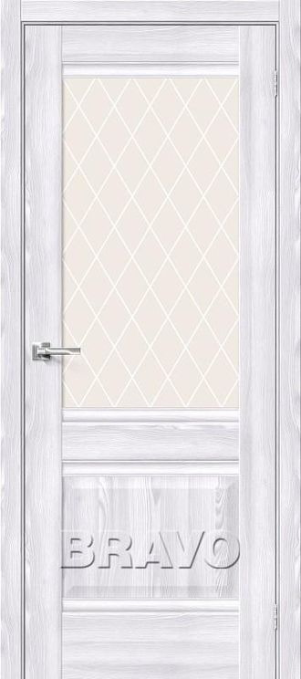 Межкомнатная дверь с экошпоном Прима-3 Riviera Ice/White Сrystal