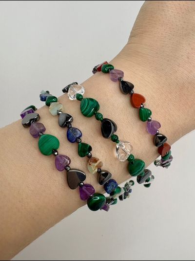 Браслет &quot;Сердечки&quot;, разные камни