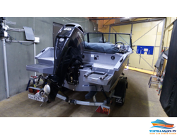 Транспортировочный тент Волжанка 46 с леерами на носу - стекло и дуги тента от Лодка44