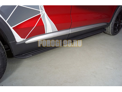 Пороги алюминиевые "Slim Line Black" 1820 мм ТСС для Geely Tugella 2022-