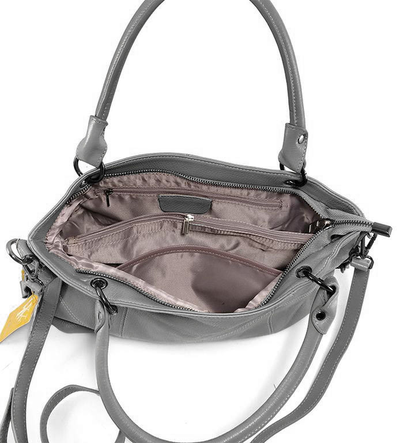 (АРТИКУЛ: 9653/42) СУМКА ЖЕНСКАЯ СРЕДНЕГО РАЗМЕРА, НАТУРАЛЬНАЯ КОЖА, СЕРАЯ, РЕМЕНЬ ЧЕРЕЗ ПЛЕЧО