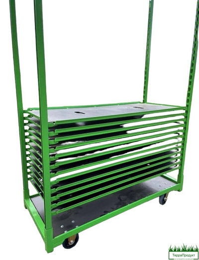 Тележка для цветов Евро (цветная) в комплекте 3 полки- Влагостойкая фанера 6мм.