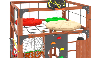 Детская площадка Савушка КУБ-1 (Махагон) с подушками и коконом