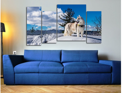 Модульная картина "Снежная лайка"