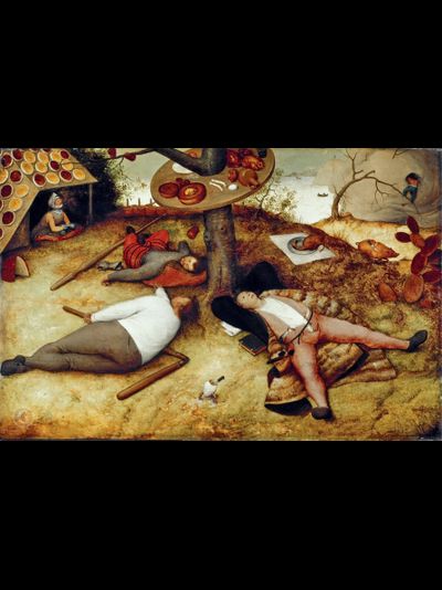 Картина обогреватель, репродукция Питера Брейгеля Страна лентяев