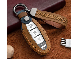 Чехол для смарт ключа Infiniti (2, 3, 4 кнопок) из коричневой натуральной кожи