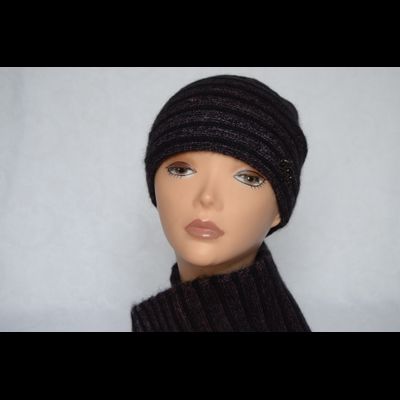 Черно - бордовая шапка в полоску и шарф Vizio Италия 5302