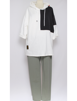 Худи  "Комбинированное полоска" белое